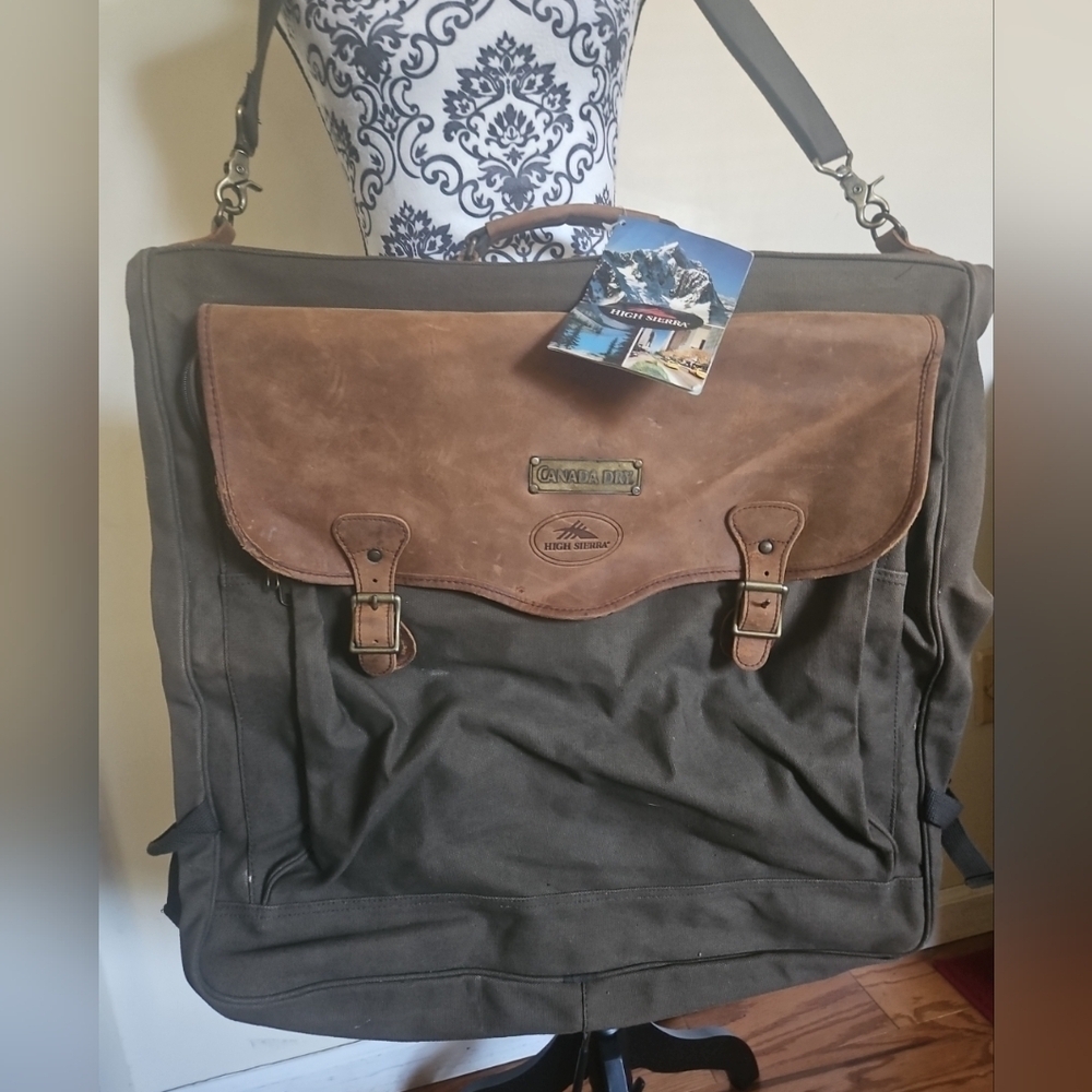 Vintage High Sierra Leather & Canvas Garment Weekender Bag – Carry-On Nwt
